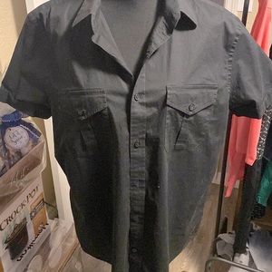 Ladies Black Modern Fit button up top